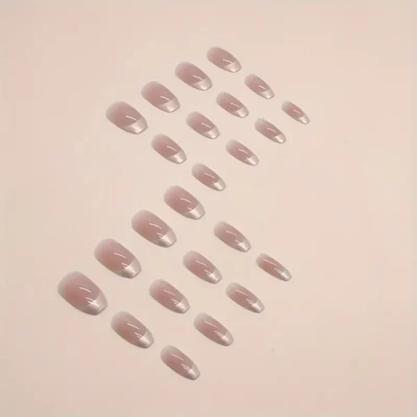 24pcs Ballet Nail Tips Set – Medium Length, Mixed Color Glossy French Manicure