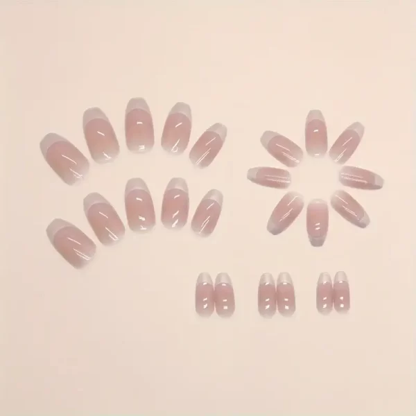 24pcs Ballet Nail Tips Set – Medium Length, Mixed Color Glossy French Manicure