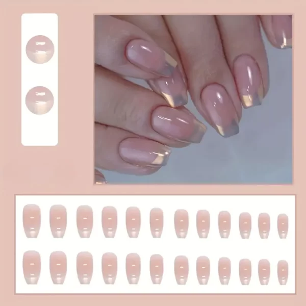 24pcs Ballet Nail Tips Set – Medium Length, Mixed Color Glossy French Manicure