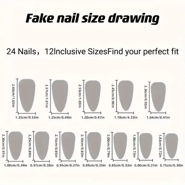 24pcs Short Gradient Aurora Press-On Nails with 3D Butterfly & Pearl Accents – Silvery Powder Finish - Image 3