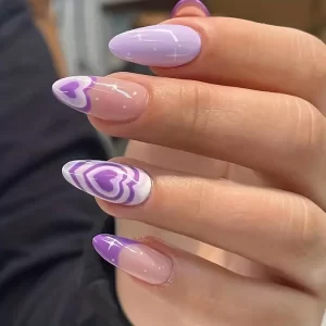 Purple heart press ons Quick Nails