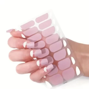 Nail Polish Stickers - White Pink and Silver Glitter Full Wrap Designs - Self-Adhesive Gel Strips for Effortless At-Home Manicures