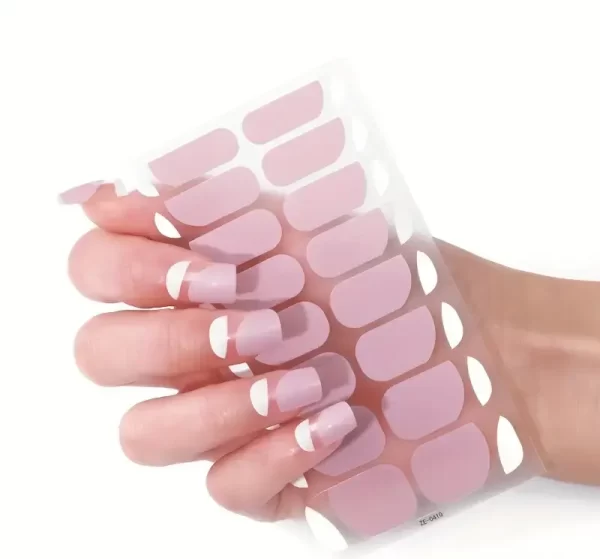 Nail Polish Stickers - White Pink and Silver Glitter Full Wrap Designs - Self-Adhesive Gel Strips for Effortless At-Home Manicures