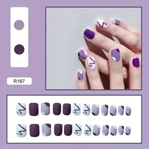 Purple shades of quality press on false nails - quick nails