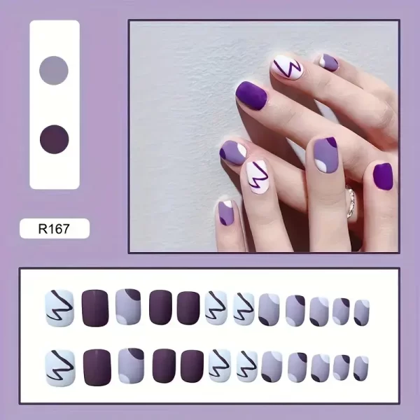 Purple shades of quality press on false nails - quick nails