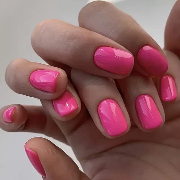 24pcs Short Magenta Pink Press-On Nails