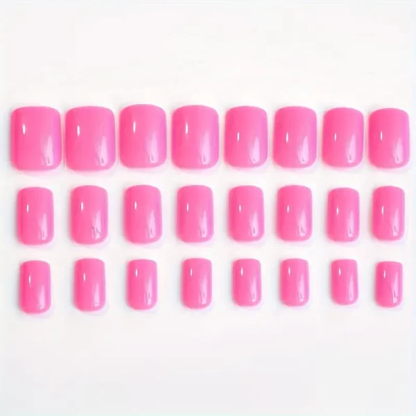 24pcs Short Magenta Pink Press-On Nails